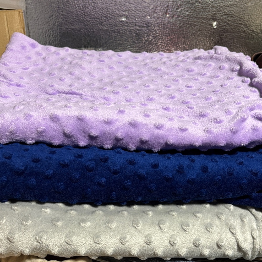 Soft Textured Kids car seat canopy Set - Purple, Blue, Gray